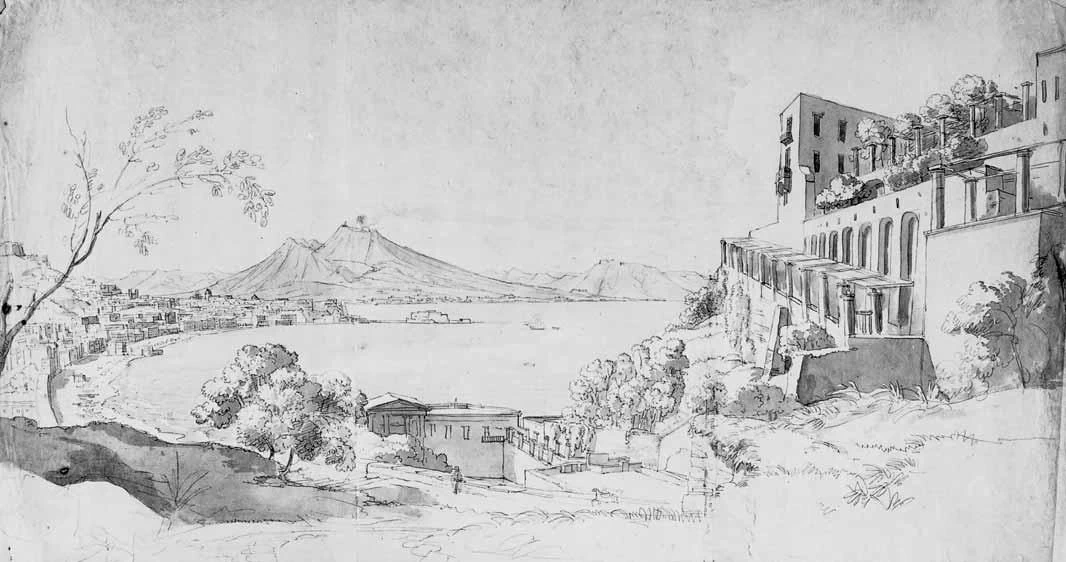 Luigi Basiletti-47-Veduta del golfo di Napoli con il Vesuvio sullo sfondo